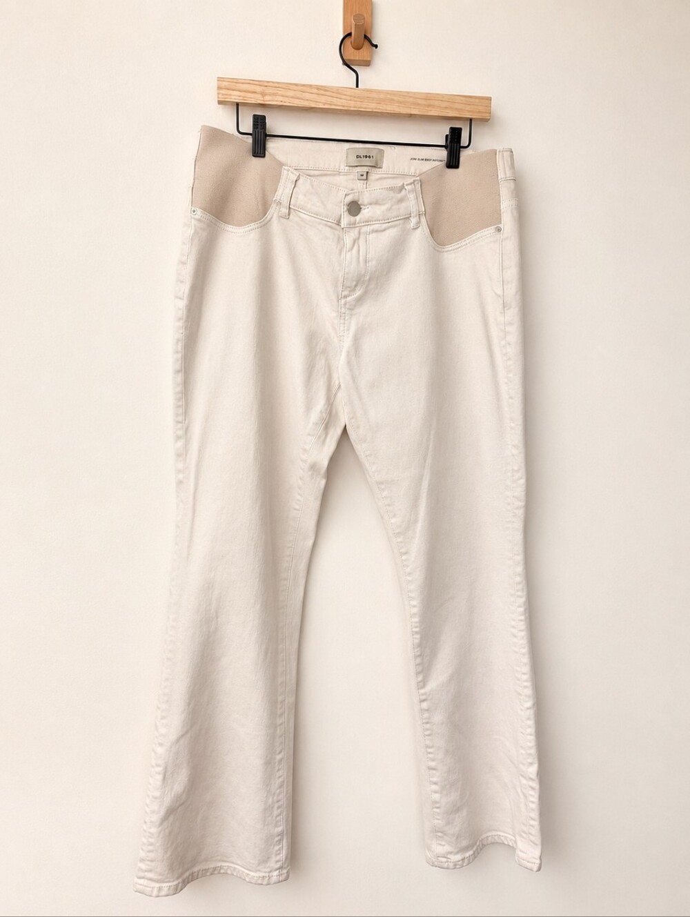 DL1961 Joni Slim Boot Maternity Jeans Vintage Ecru Sz‎ 30 OverBelly Stretch NWOT